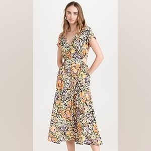 Anthropologie Floral Midi Cutout Dress Size Medium NWT